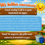 Geen kinderkerk en oppas tijdens de zomervakantie