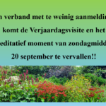 Verjaardagsvisite 20 september gaat niet door